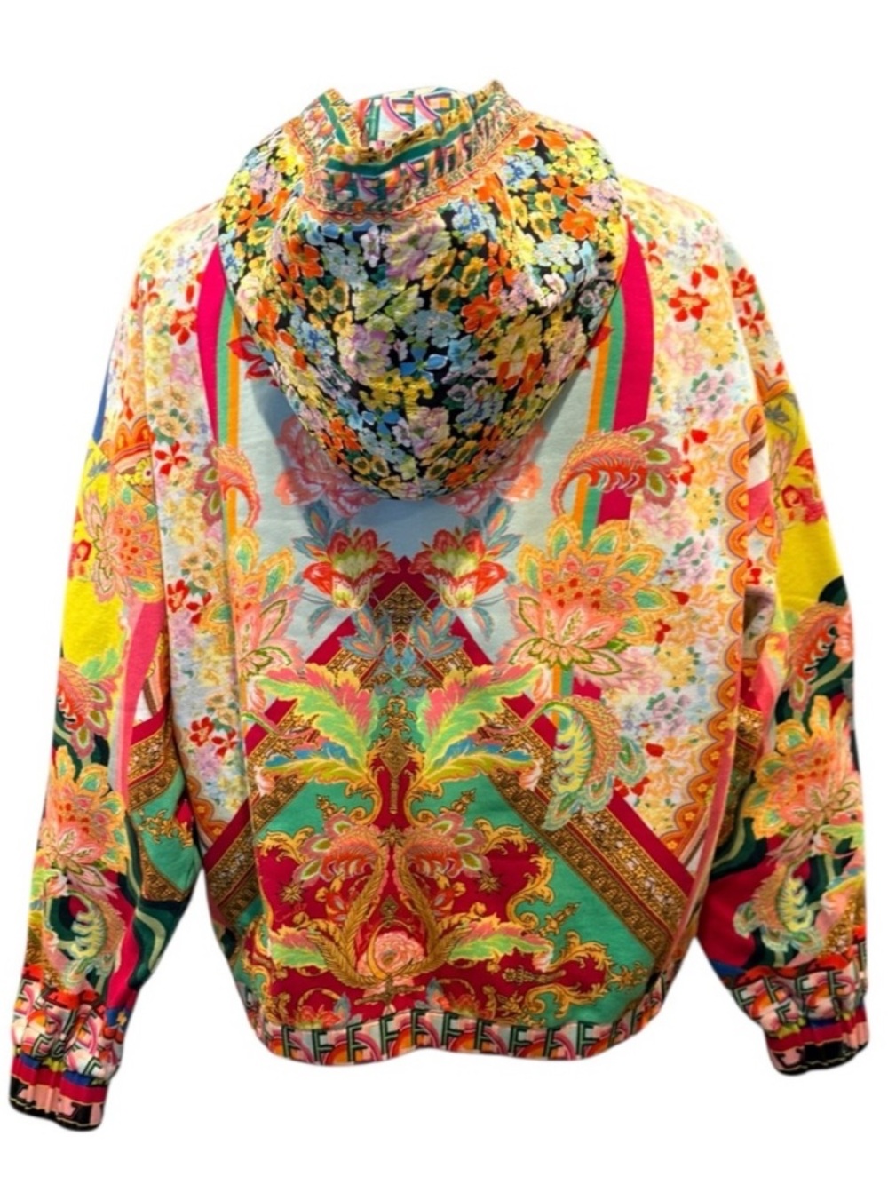 Camilla Ciao Bella Baroque Floral Hoodie Green Pink Sweatshirt Top Size Large - Picture 3 of 12
